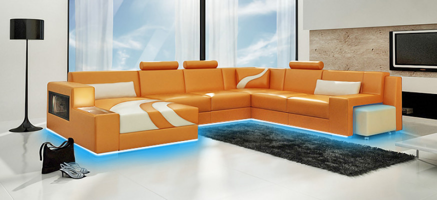 Living Area Couch Upholstered Corner Set Designer Leather Sofa Big Sofa New V015A