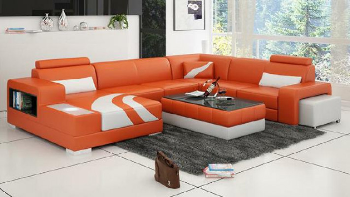 Living Area Couch Upholstered Corner Set Designer Leather Sofa Big Sofa New V015A