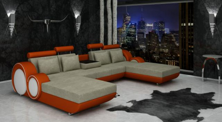 Textile Sofa U-Shape Couch Corner Sofa Designer Sofa Set 2 Loungers Fabric Sofa Berlin