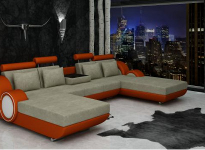 Textile Sofa U-Shape Couch Corner Sofa Designer Sofa Set 2 Loungers Fabric Sofa Berlin
