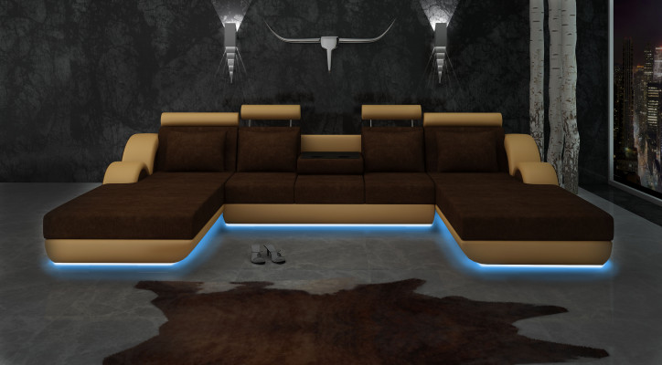 Textile Sofa U-Shape Couch Corner Sofa Designer Sofa Set 2 Loungers Fabric Sofa Berlin
