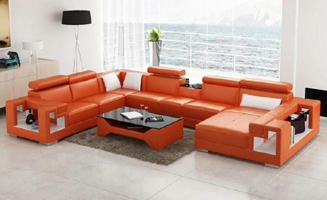 Leather sofa living area sectional sofa couch sofa corner suite corner XXL big 2710A