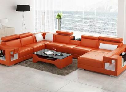Leather sofa living area sectional sofa couch sofa corner suite corner XXL big 2710A