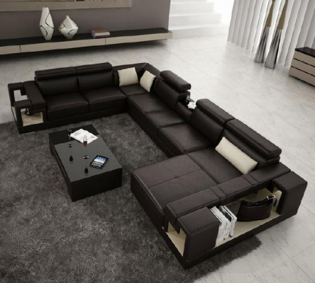 Leather sofa living area sectional sofa couch sofa corner suite corner XXL big 2710A