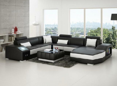 Living area corner sofa leather sofa couch upholstered corner suite new