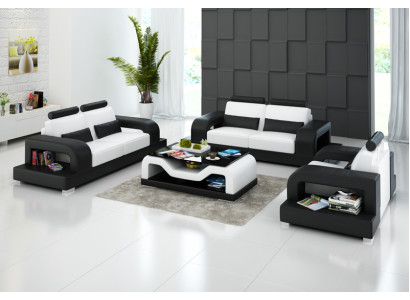 Leather sofa couch living room set 3+2+1 seater + USB upholstery modern design sofa