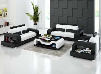 Leather sofa couch living room set 3+2+1 seater + USB upholstery modern design sofa