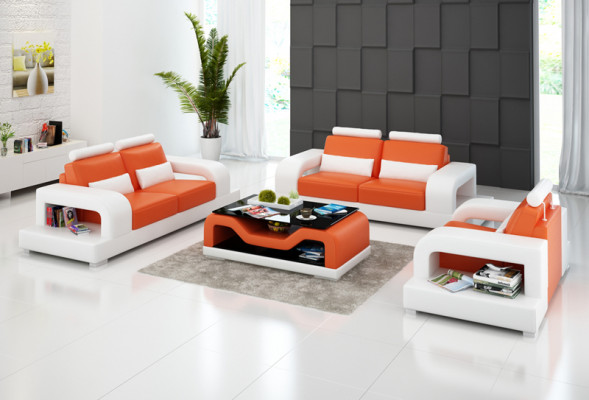 Leather sofa couch living room set 3+2+1 seater + USB upholstery modern design sofa