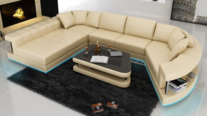 Leather sofa couch living landscape corner sofa corner suite design modern sofa + USB!