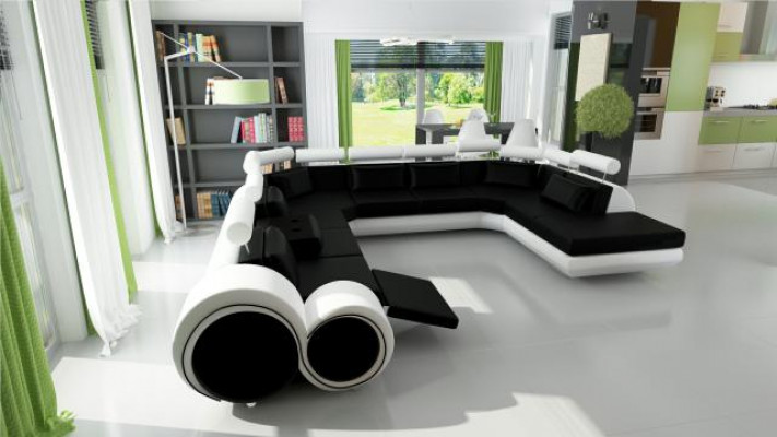 XXL Big Designer Sofa Couch Upholstery Set Living Area Leather Sofa with USB