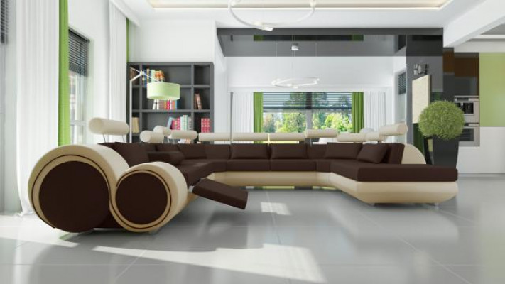XXL Big Designer Sofa Couch Upholstery Set Living Area Leather Sofa with USB