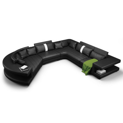 Modern seating landscape upholstered living room corner sofa with USB + light