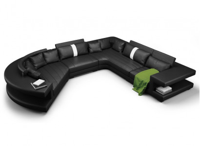 Modern seating landscape upholstered living room corner sofa with USB + light