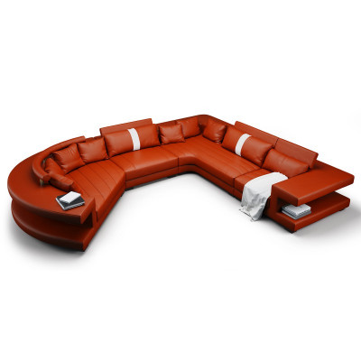 Modern seating landscape upholstered living room corner sofa with USB + light