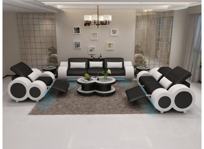 Leather sofa couch suite 3+2+1 seater set design decor modern sofa