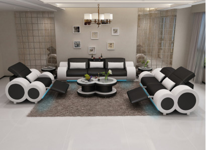 Leather sofa couch suite 3+2+1 seater set design decor modern sofa