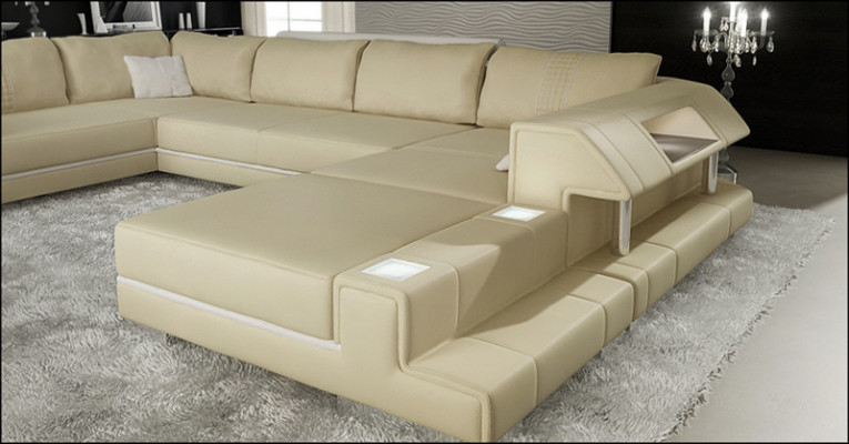 Corner sofa couch upholstery designer leather XXL U-shaped leather sofa living landscape