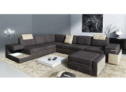 XXL living landscape corner sofa upholstered corner seating set sofas couches textile