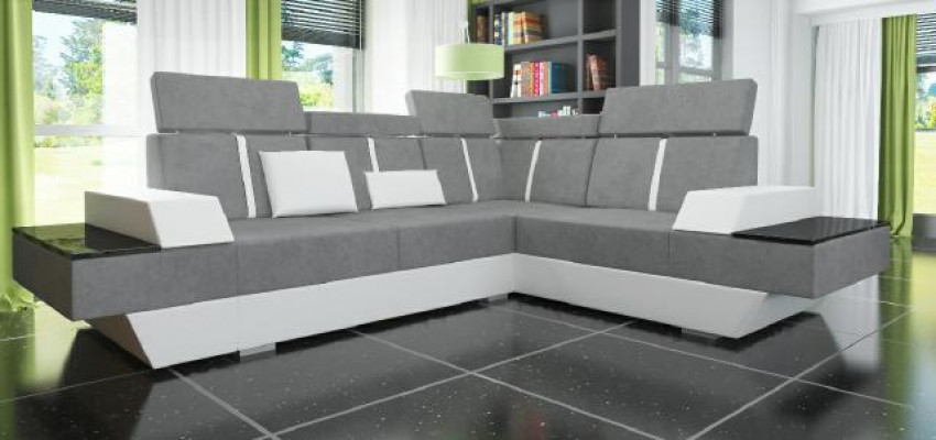 Designer corner sofa living landscape sofa with USB couch fabric textile leather patented