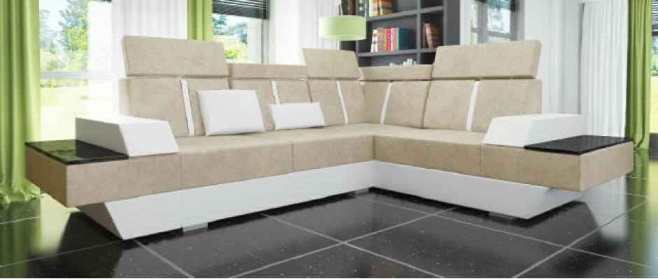 Design corner sofa + USB living landscape sofa corner sofa fabric leather custom-made new