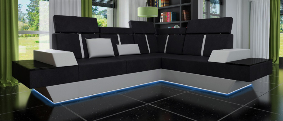 Design living room landscape sofa, corner sofa, USB fabric, textile leather, custom-made corner sofa