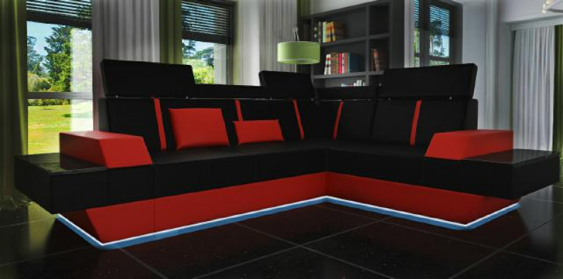 Design leather sofa USB living landscape upholstered sofa corner sofa corner couch custom-made