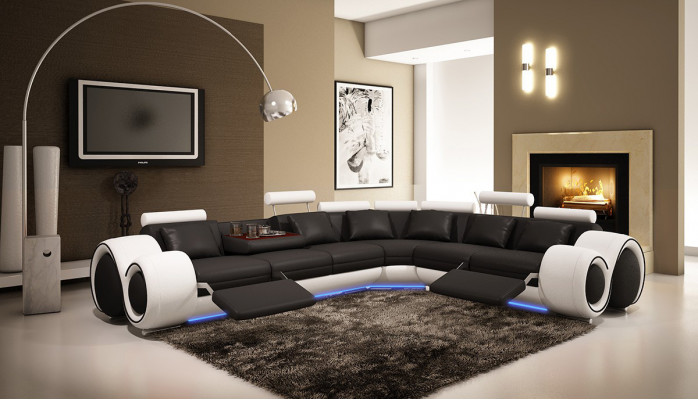Leather sofa with USB, living area corner sofa corner suite design modern sofa A1163