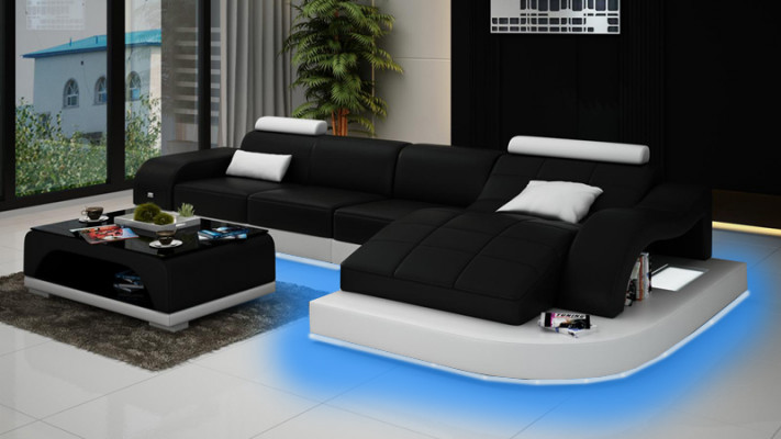 Corner sofa with USB, upholstered corner suite, living area corner couch, design sofa PHM3375