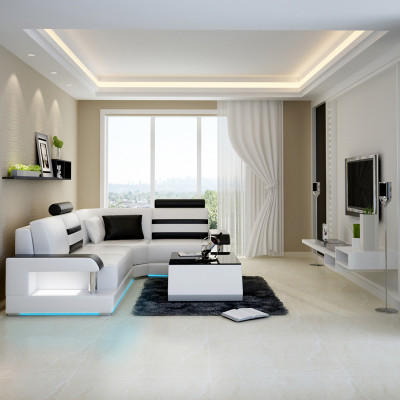Leather sofa with USB, living room corner sofa, corner suite design, modern sofa L6016D