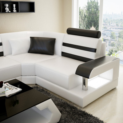 Leather sofa with USB, living room corner sofa, corner suite design, modern sofa L6016D