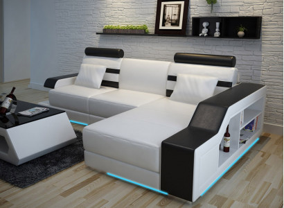 Leather sofa with USB living landscape corner sofa corner suite design modern sofa L6016E