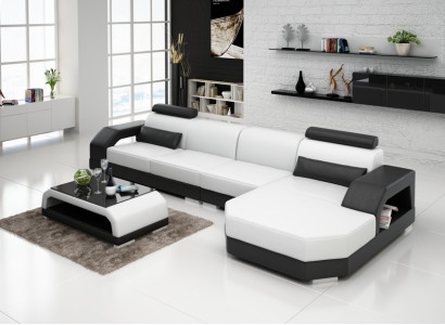 Leather sofa + USB living area corner sofa corner suite design couch sofa new G8001C