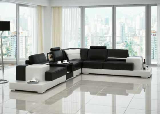 Leather sofa corner sofa with USB design seat cushion set living landscape 2725C