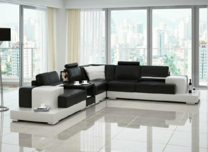 Leather sofa corner sofa with USB design seat cushion set living landscape 2725C