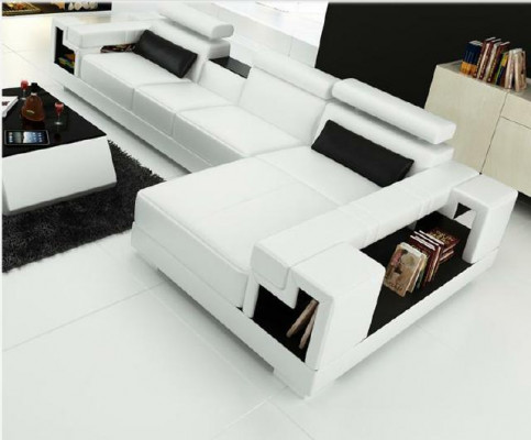 Living area corner sofa leather sofa sofa + USB upholstery corner suite new 2710B