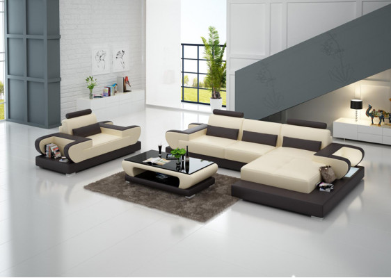 Design XXL big sofa with USB, corner sofa leather sofa couch upholstered corner living landscape