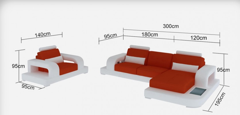 Leather sofa couch corner living set + chair set design modern sofa with USB