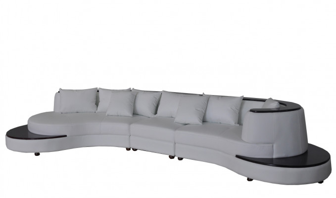 Luxury corner leather upholstered XXL big sofa with USB U-shape corner landscape