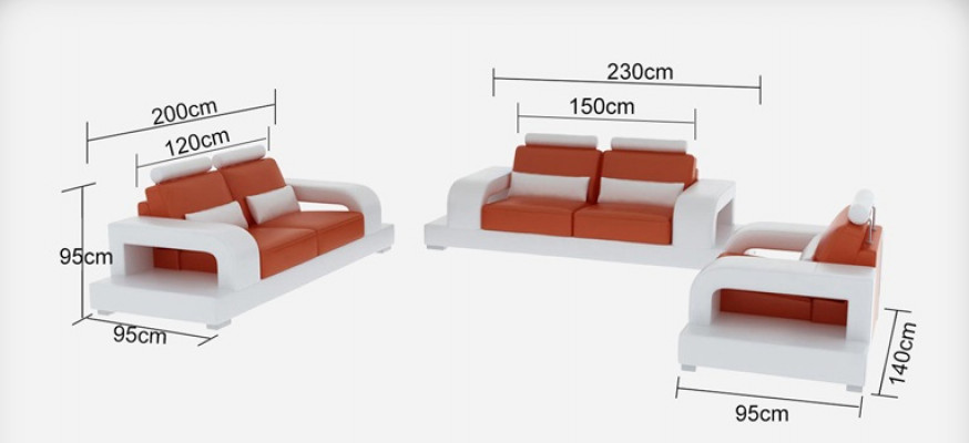 Leather sofa couch living landscape 3+2+1 seater set modern design sofa