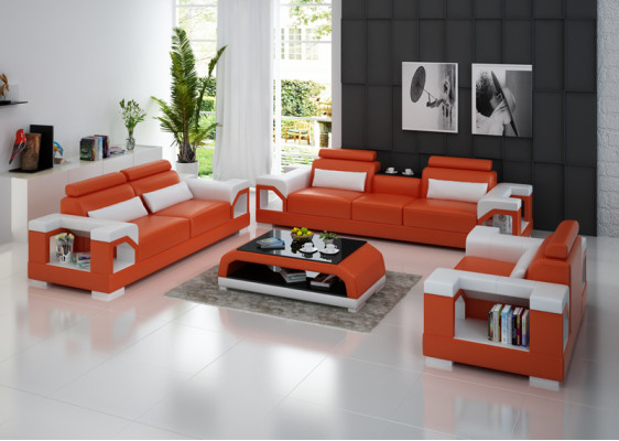 Leather sofa couch living landscape 3+2+1 seater suite design modern sofa with USB