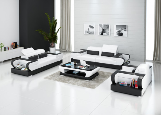Leather Sofa Couch Living Area 3+2+1 Seater Suite Design Modern Sofa with USB
