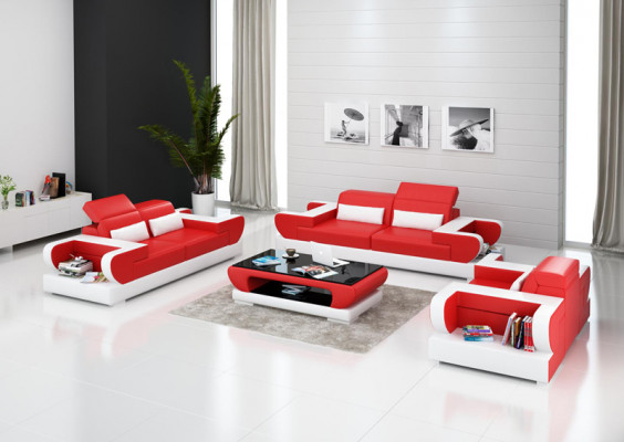 Leather Sofa Couch Living Area 3+2+1 Seater Suite Design Modern Sofa with USB