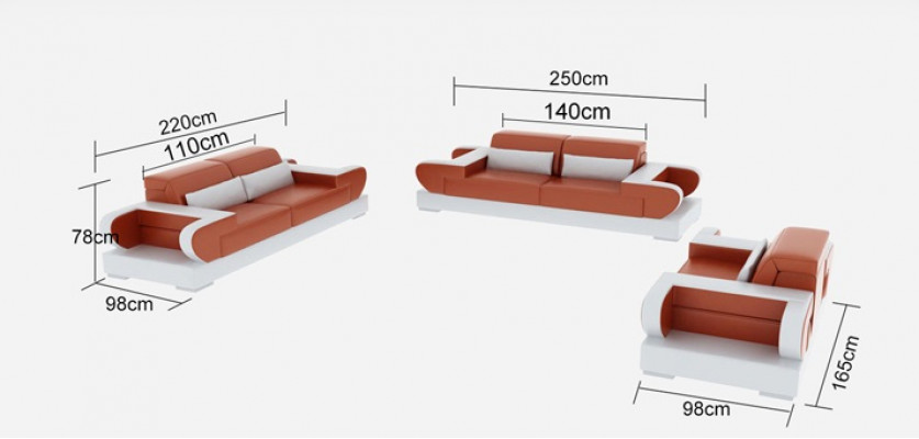 Leather Sofa Couch Living Area 3+2+1 Seater Suite Design Modern Sofa with USB