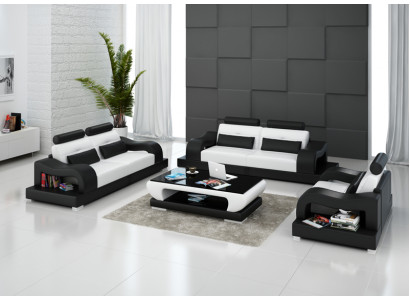 Leather sofa couch suite living landscape 3+2+1 seater suite design modern G8005D