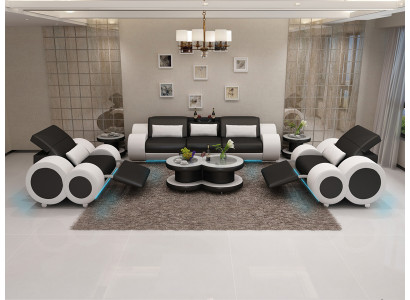 Leather sofa couch set new 3+1+1 seater set design modern sofa with USB