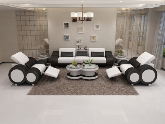 Leather sofa couch set new 3+1+1 seater set design modern sofa with USB
