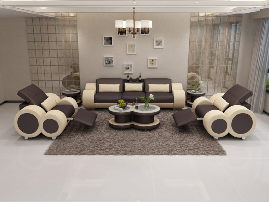 Leather sofa couch set new 3+1+1 seater set design modern sofa with USB