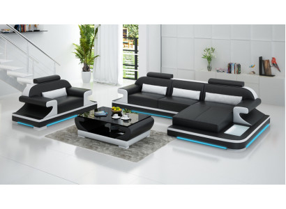 Leather sofa couch living area corner sofa + armchair new design suite sofa G8021E