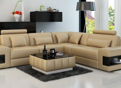 Leather sofa with USB living landscape corner sofa corner suite design modern sofa L6014B