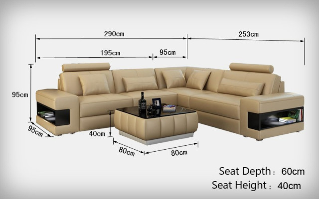 Leather sofa with USB living landscape corner sofa corner suite design modern sofa L6014B